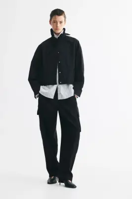 Veste à col foulard avec base à effet boule - Noir — photo 3