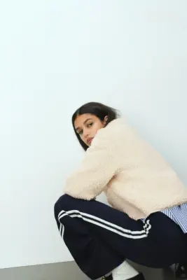 Veste en tissu Teddy bear avec col - Beige clair — photo 3