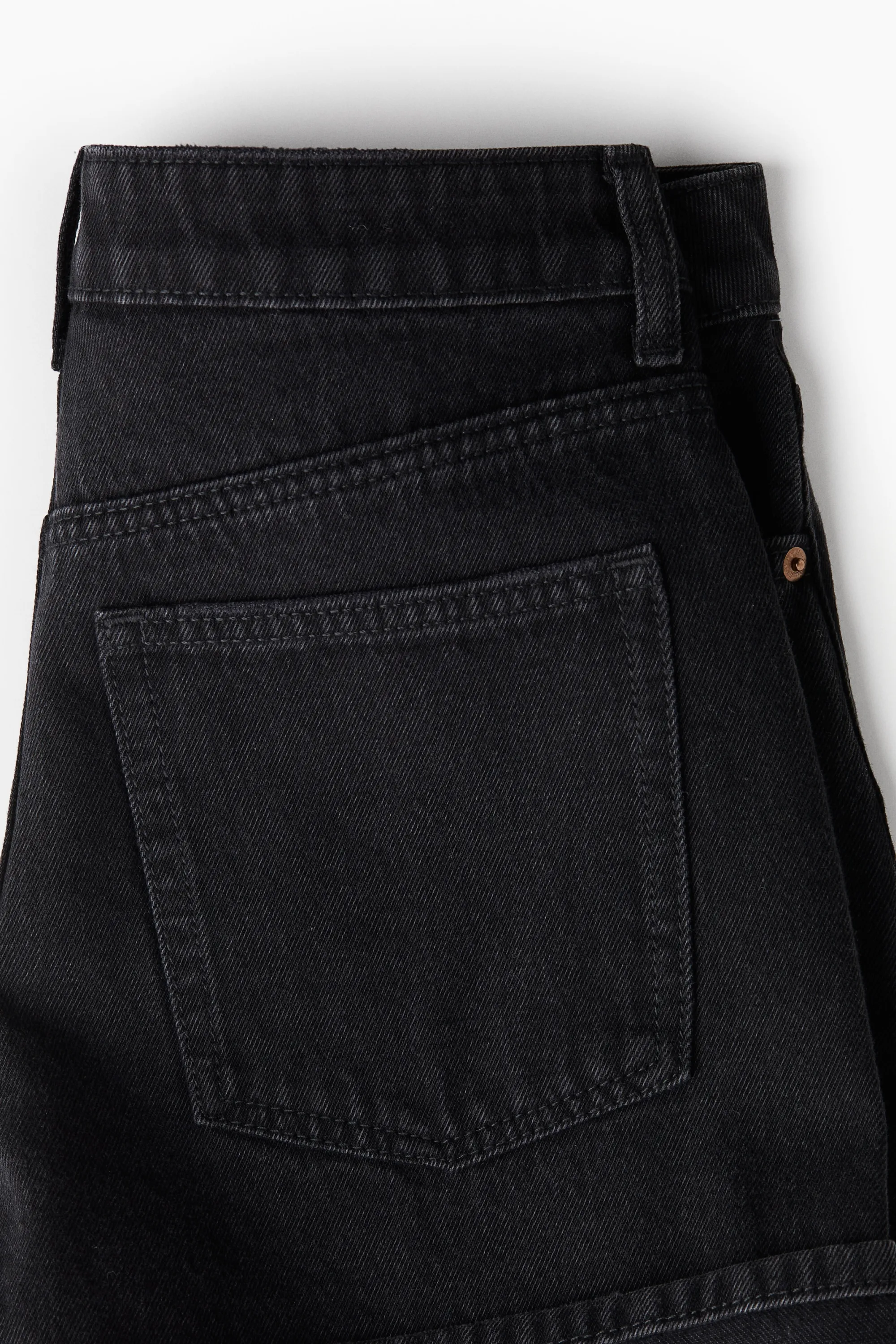 Short taille haute en denim - Gris foncé
