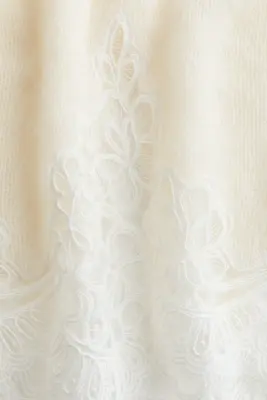 Lace-trimmed jumper - Crème — photo 3
