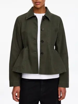 Veste en toile de coton à ourlet évasé - Vert kaki — photo 3