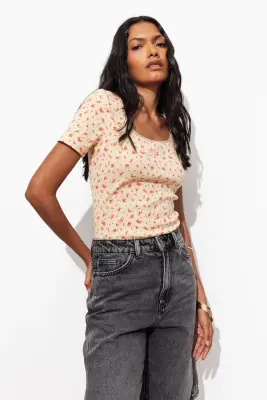 T-shirt pointelle fleurette — photo 2