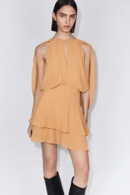 Robe en mousseline avec détail façon cape - Orange ancien — photo 1