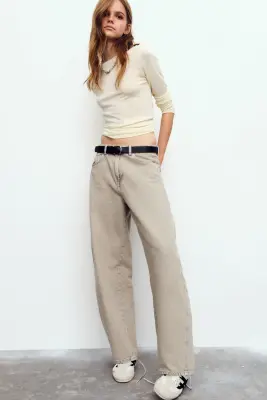 Barrel High Waist Jeans - Grège — photo 4