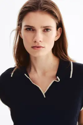 Polo en maille - Bleu marine — photo 3