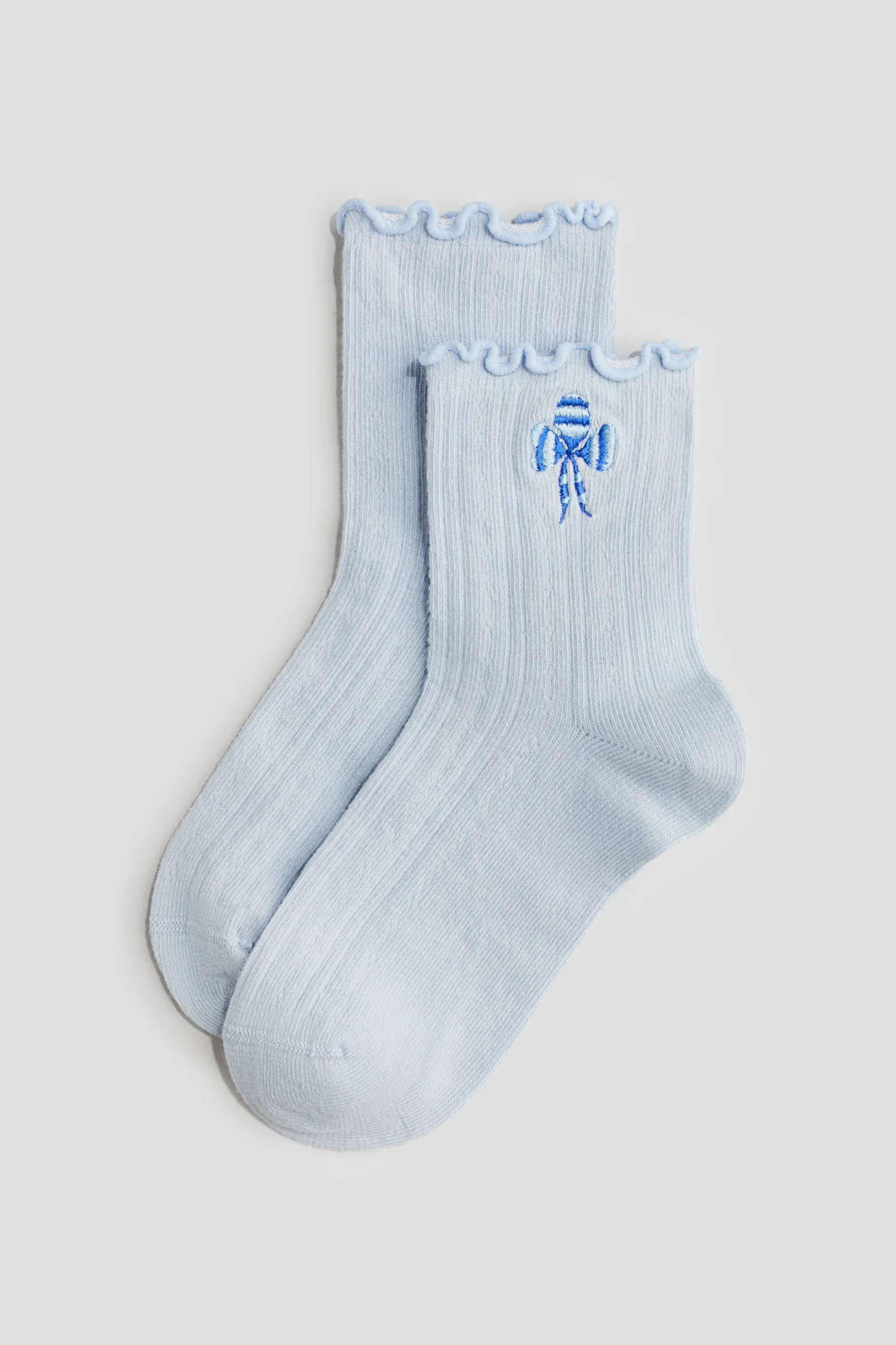 Lot de 5 paires de chaussettes en pointelle - Bleu clair/pêche