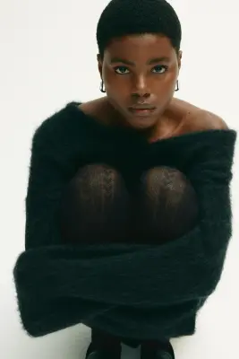 Collant en maille torsadée - Noir — photo 2