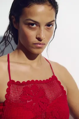 Robe de plage façon crochet - Rouge — photo 2