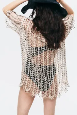 Top façon crochet - Taupe clair — photo 4