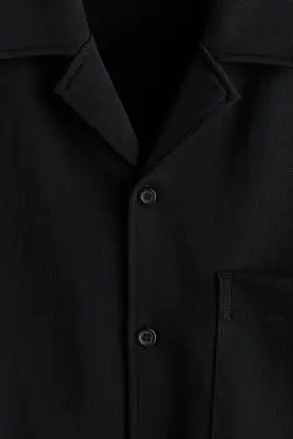 Chemise Relaxed Fit avec col cubain - Noir — photo 4