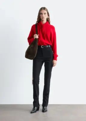 Pull en laine mérinos à écharpe - Rouge — photo 1