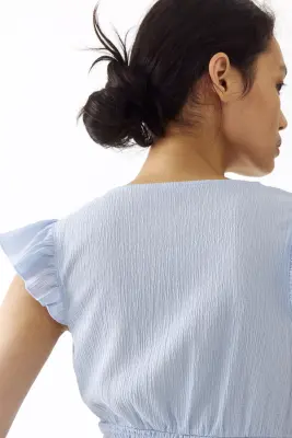 Top en jersey texturé - Bleu clair — photo 2