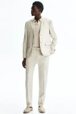 Veste Slim Fit en lin - Beige clair — photo 2