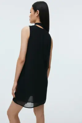 Robe ornementée en mousseline - Noir — photo 3