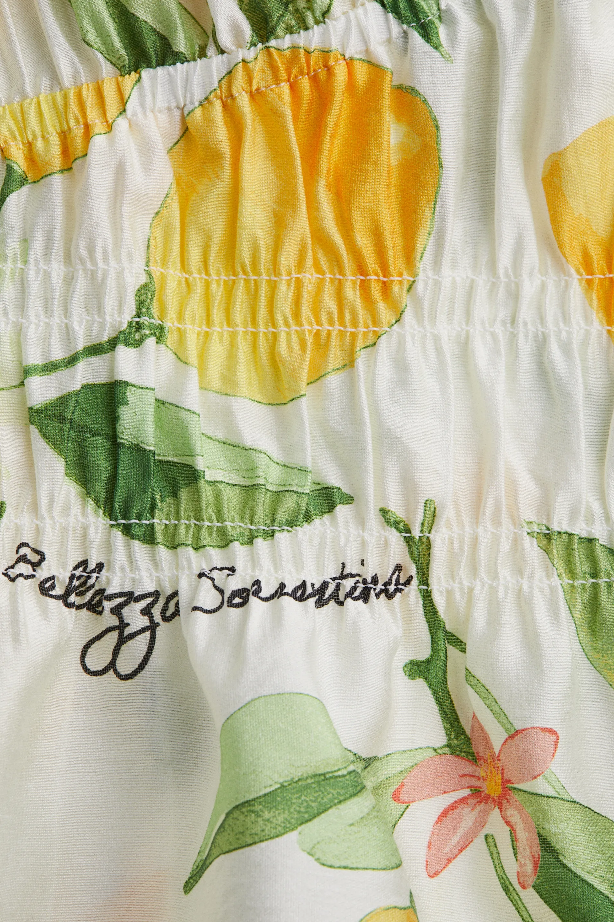 Blouse à encolure en V - Blanc/citrons