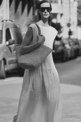 ROBE MIDI À TEXTURE CONTRASTÉE - BLANC — photo 4