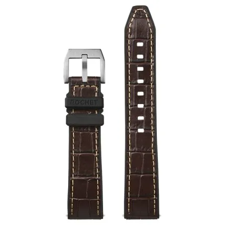 Bracelet Montre Rochet 22mm Trocadero Marron coutures écrues 8522203ST13A