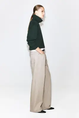 PULL EN MAILLE À COL CHEMINÉE DEMI-ZIPPÉ - VERT FONCÉ — photo 3
