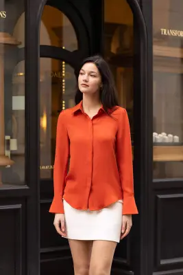 Marley Silk Blouse - Red orange — photo 4