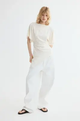 Top asymétrique en jersey jacquard - Crème — photo 1
