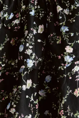 Robe à taille smockée - Noir/fleuri — photo 4