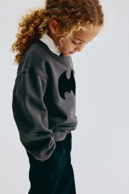 Sweat imprimé avec intérieur brossé - Gris foncé/Batman — photo 3