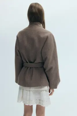 Manteau oversize en feutre - Taupe foncé — photo 3