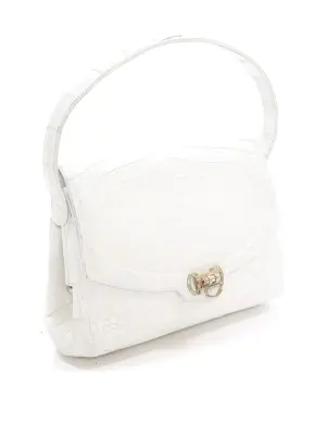 Petit sac porté épaule ou main en imitation cuir croco blanc — photo 2