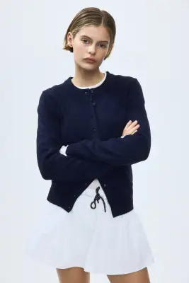 Gilet en maille texturée - Bleu marine — photo 1
