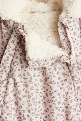 Combinaison d'hiver doublée de tissu Teddy bear - Rose ancien clair/fleuri — photo 1