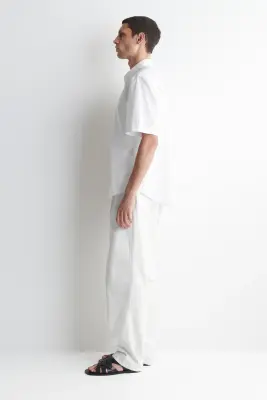 PANTALON FUSEAU DÉCONTRACTÉ EN DENIM À CHEVRONS - BLANC — photo 2