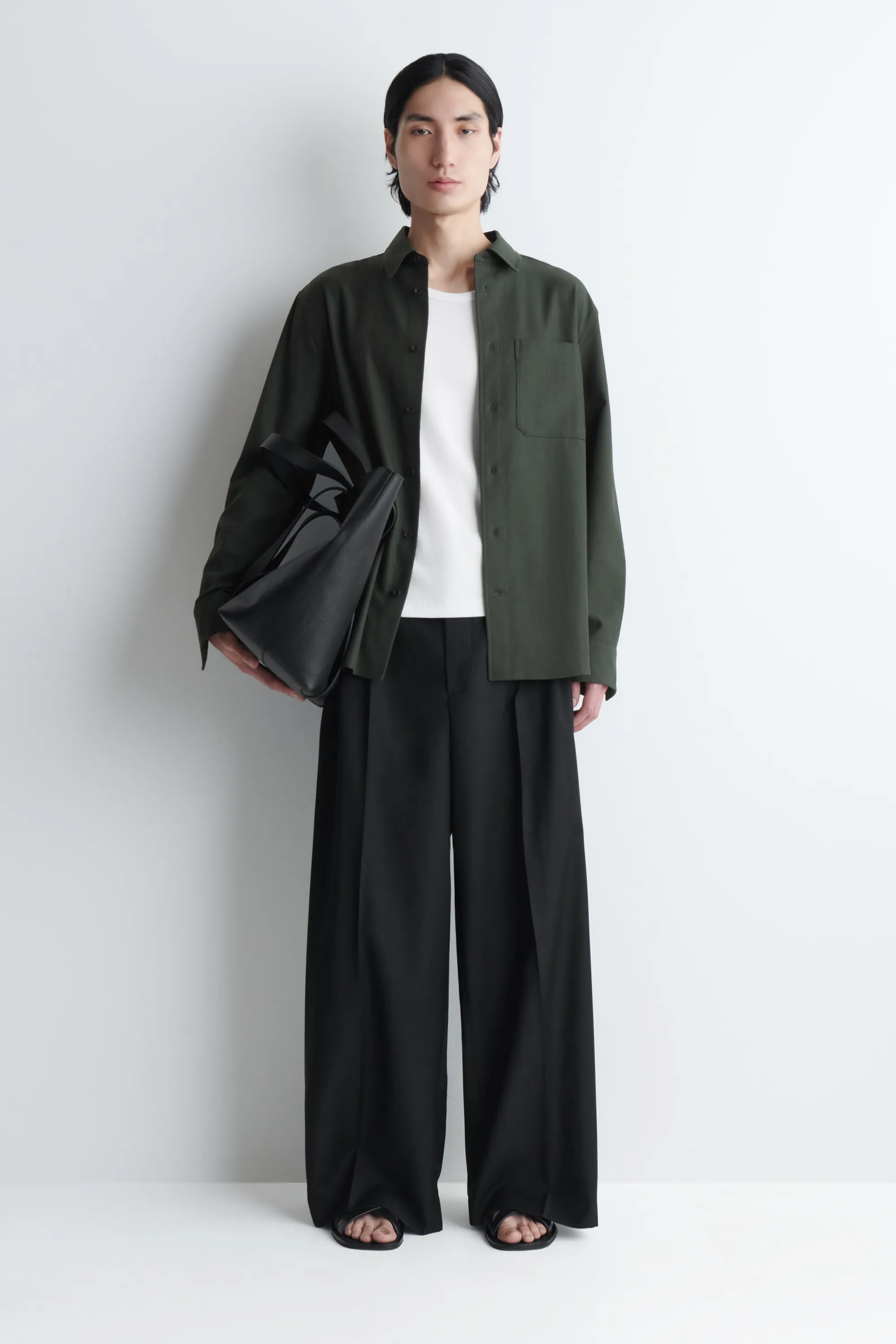 CHEMISE DÉCONTRACTÉE EN SERGÉ - VERT FONCÉ