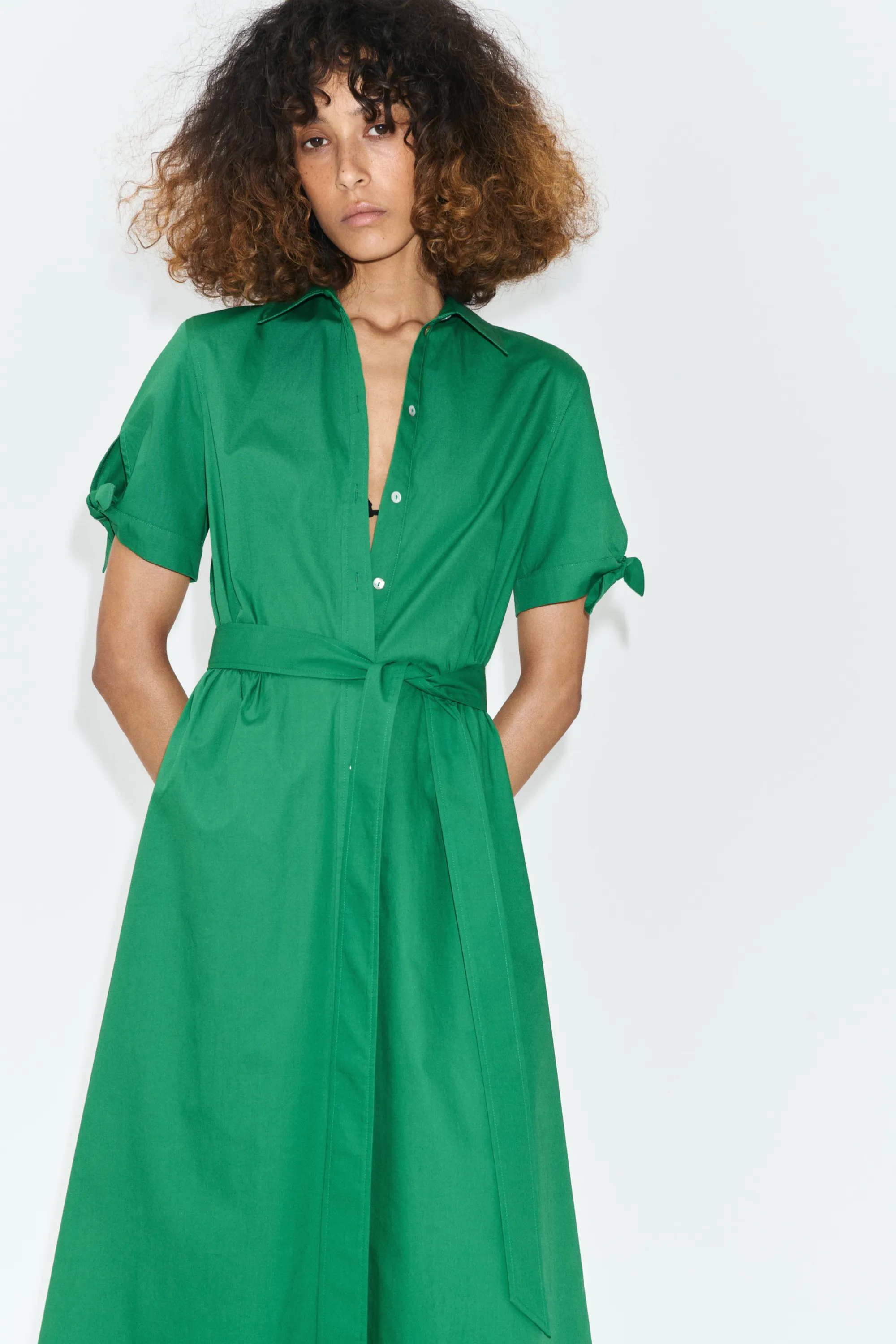 Robe chemise à manches courtes - Vert