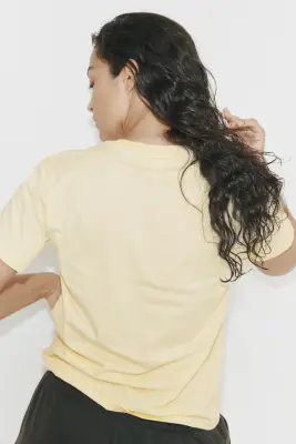 T-shirt en coton - Jaune clair — photo 2