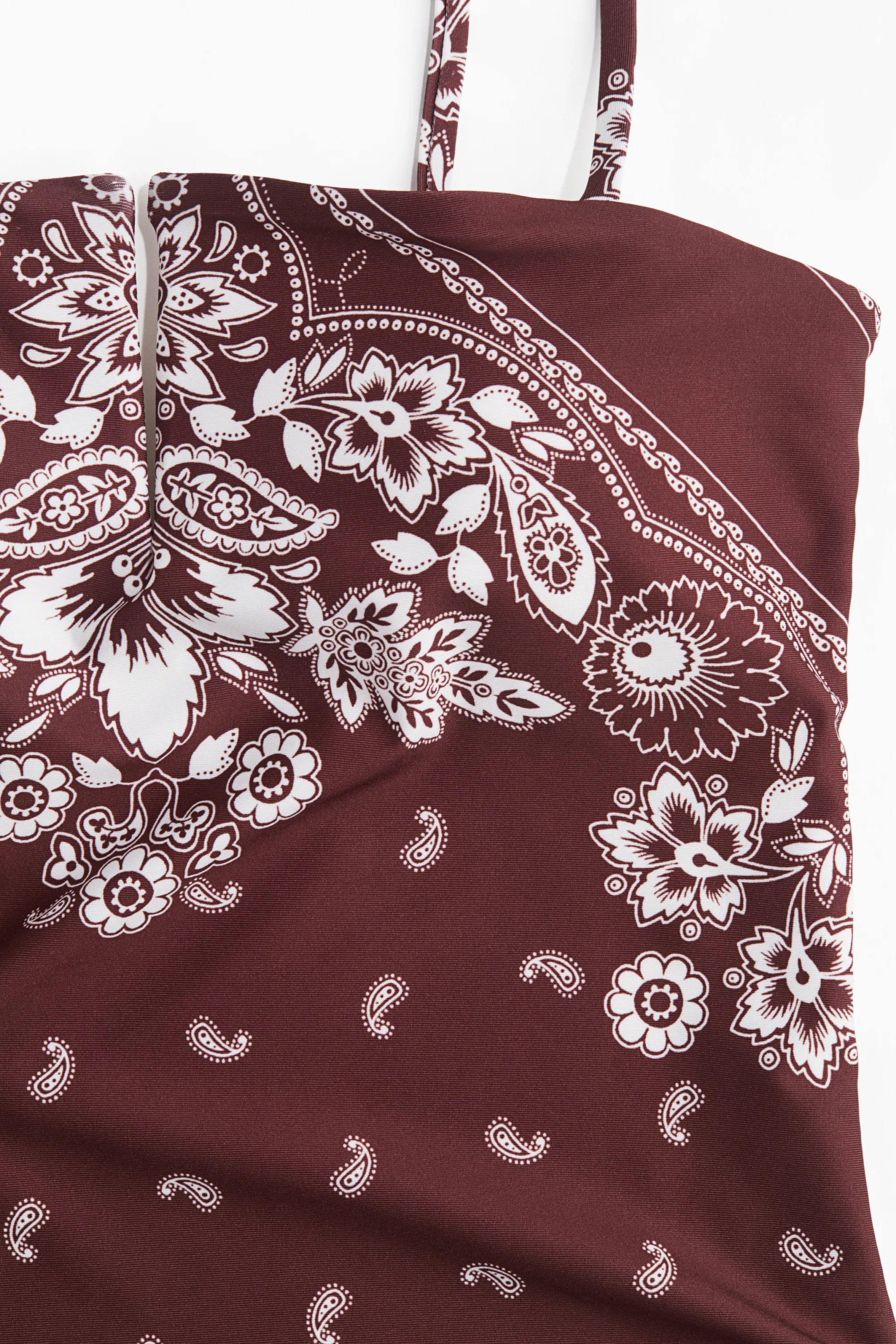 Maillot de bain paddé High Leg - Marron foncé/motif cachemire