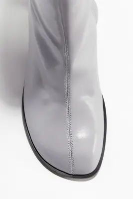 Bottines à talon bloc - Gris clair — photo 3