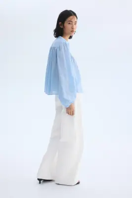 Blouse à plis nervure - Bleu clair — photo 3