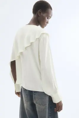 Blouse avec détail façon cape - Crème — photo 2