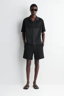 CHEMISE DÉCONTRACTÉE À PANNEAUX CONTRASTÉS - NOIR — photo 1