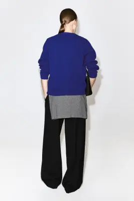 CARDIGAN COL EN V EN LAINE MÉRINOS - BLEU COBALT — photo 5
