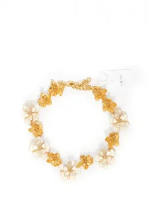 Collier à fleurs en laiton doré et émaille blanche — photo 1
