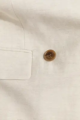Blazer à fermeture croisée en lin mélangé - Beige clair — photo 4