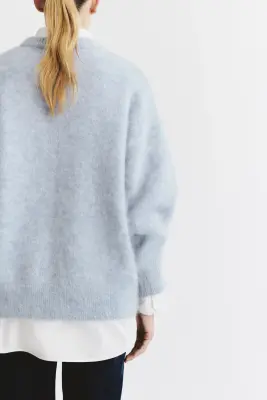 Pull oversize en mohair mélangé - Bleu ancien clair — photo 2