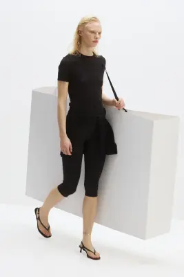 T-shirt côtelé Cooling Slim Fit - Noir — photo 3
