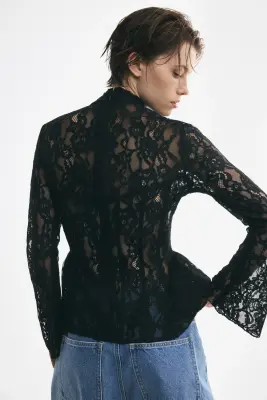 Top péplum en dentelle - Noir — photo 4