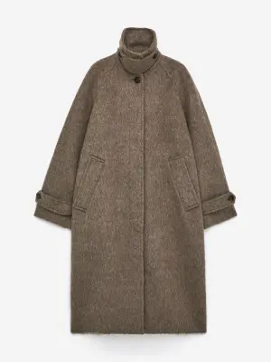 Manteau en mélange de laine et d'alpaga - Taupe foncé — photo 1
