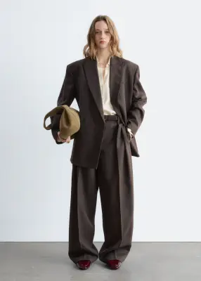 Blazer croisé en laine - Marron foncé — photo 5