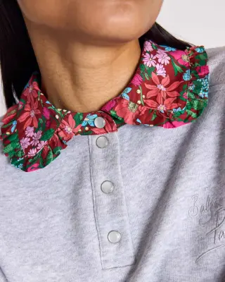 Sweat-shirt Tammy gris et imprimé Liberty rose et bordeaux — photo 3