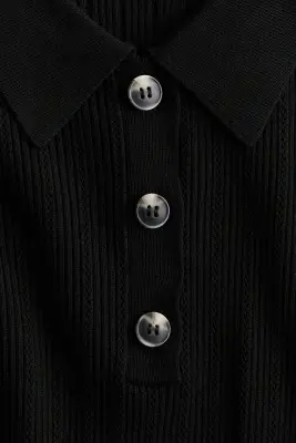 Top en maille pointelle - Noir — photo 4