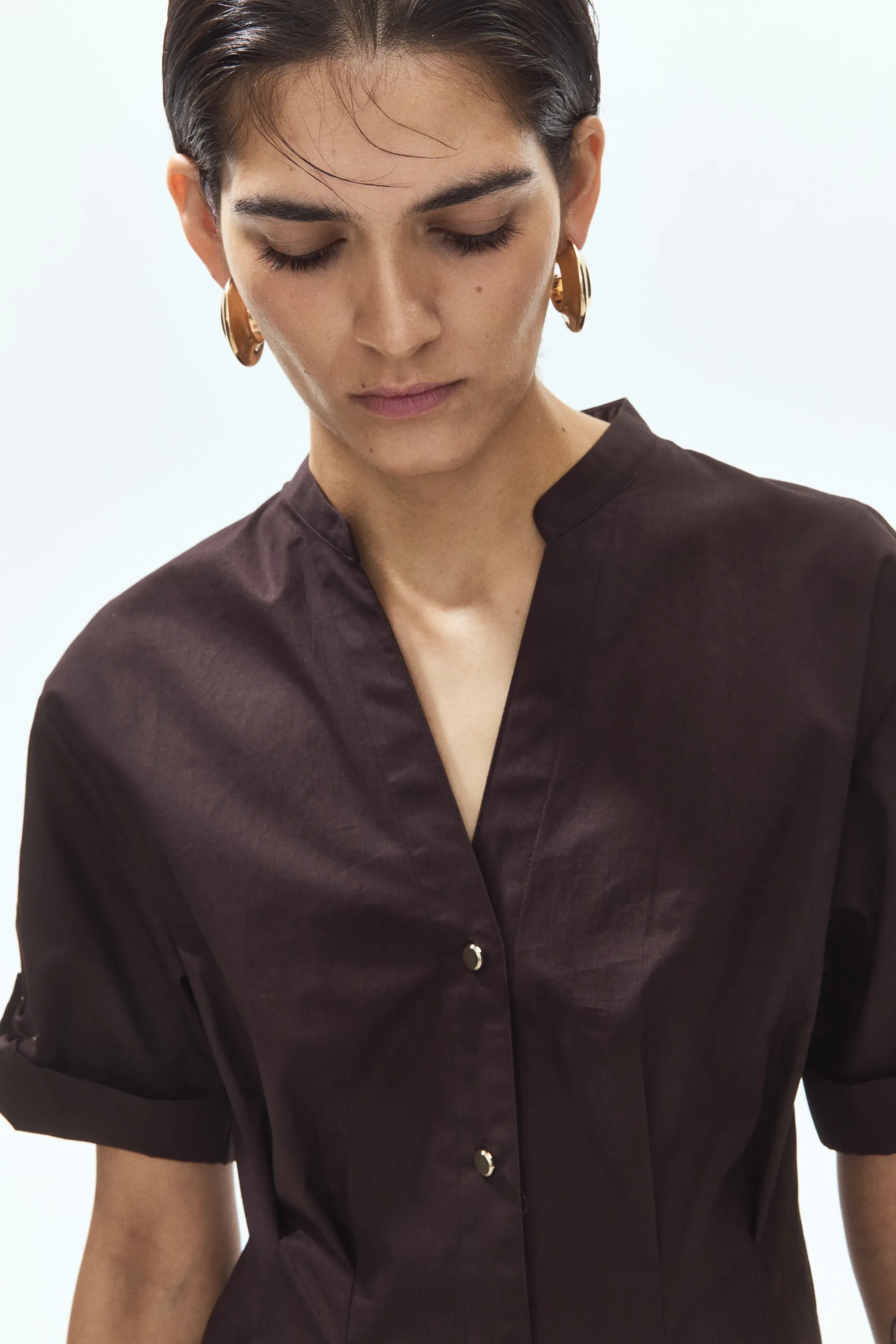 Robe chemise cintrée - Marron foncé
